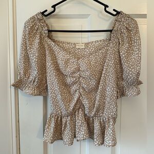 Altar’d State Tan Polka Dot Women's Top